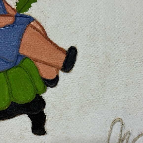 Framed Art Mixed Media Acrylic and Yarn on Canvas 17”x21” Small Painting - Picture 16 of 16